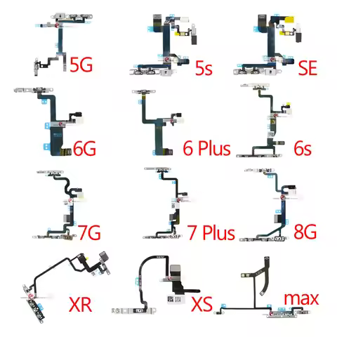 Power Flex For iPhone 5G SE 6 6s 7 8 Plus 7G 8G 6G X XR XS MAX Mute & Volume Button Switch Key Power