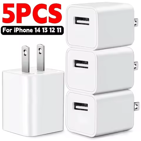 5-1Pcs 5V1A USB Wall Charger Adapter Fast Charging for IPhone 14 13 12 11 Pro Max XR XS X 8 7 6 Plus