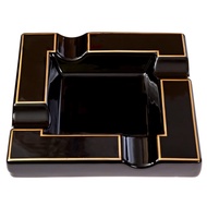 Cigar Ashtrays - Black Onyx Ceramic Ash Tray with Multiple Large Rests for Cigar or Cigarette - Func