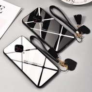 vivo V17 y9s tempered back glass line case casing cover+tempered glass