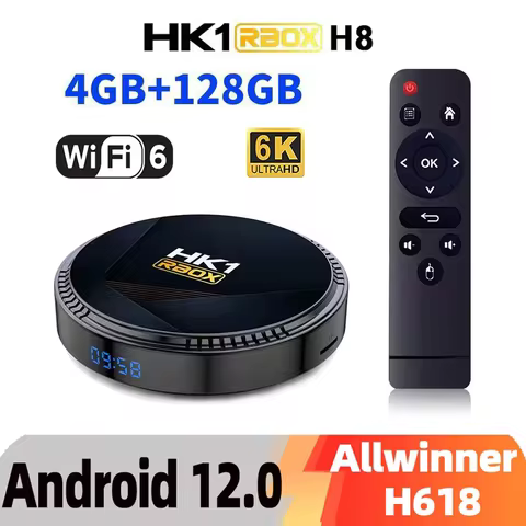Original HK1 RBOX H8 Android 4G 128G TV BOX 3D 6K 4K BT5.0 Wifi6 Allwinner H618 Quad Core Media Play
