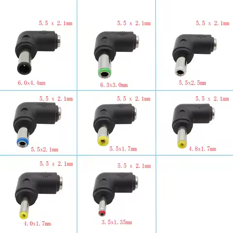 DC 5.5 x 2.1 Female Jack Power Adapter to 3.5x1.35/4.0x1.7/4.8x1.7/5.5x2.1/5.5x2.5/6.3x3.0/6.0x4.4mm