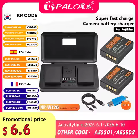 NP-W126S NP-W126 NP W126 Type C Battery With Storage Case Charger for Fujifilm Fuji X-T20 X-E2 XPro1
