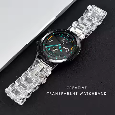 20mm 22mm Transparent Acrylic Strap Men Women Replacement Band for Samsung Active 2 40mm 44mm Huawei