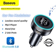 1 YEAR WARRANTY  Baseus Car Charger LED FM Transmitter Modulator Car Wireless Bluetooth 5.0 USB Fast Charger Auto MP3 Player Aux Radio   Baseus Car Charger LED FM Transmitter