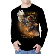 Yc Collection Men's Long Sleeve T-Shirt with Real Golden Fighting Cock Image / UK L - XL Long Sleeve