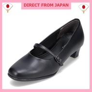 Fuwaraku Wide Fit Waterproof Square-Toe Basic Pumps with Strap - 3.5cm Heel (Sizes 21.5cm to 25.5cm)