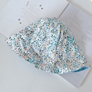 海水藍青草 手工寶寶遮陽漁夫帽 嬰兒帽 防曬帽