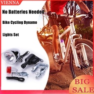 Bike Cycling Dynamo Lights Set Safety No Batteries Needed Headlight Rear