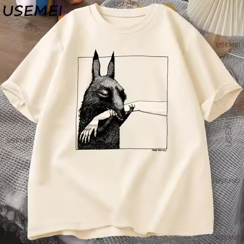 Funny Creature Bite Hand T Shirt Animal Lover Tshirt Crewneck Cotton Short Sleeve Tshirt Man Clothes