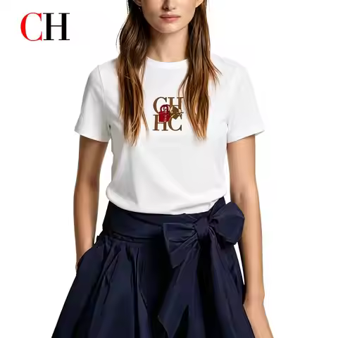 CH Women's clothing-women's cotton embroidered- casual basic T-shirt- street style-summer fashion-co