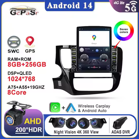 9.7 inch Android 14 For Mitsubishi Outlander 3 GF0W GG0W 2012 - 2018 Left hand drive Car Multimedia 