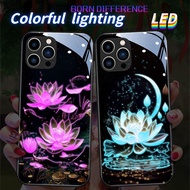 Golden Lotus glass LED light glow phone case for Samsung phone case S21+ S21ULTRA S22 S22ULTRA S20ULTRA S23ULTRA S23+ S20 S21 S20+ S22+ S20 S10+ S9 S9+ S24Ultra S24+ Note20ultra