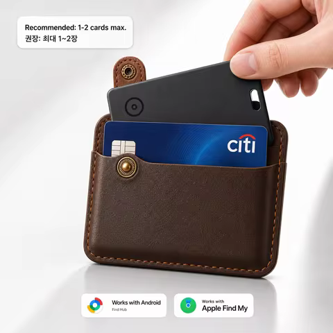 Wallet Tracker Card with Leather Wallet, Works with Apple Find My & Google Find Hub, 6-12 Years Batt