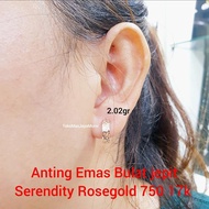 Anting Emas Bulat Ukiran Serendity Simple Rosegold  / Putih 750 17k