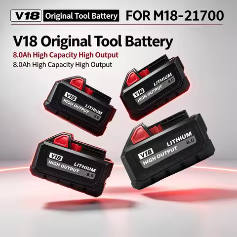 For Milwaukee M18 Cordless Power Tools 18V 8Ah High‑Output Rechargeable Lithium‑ion Replacement Batt