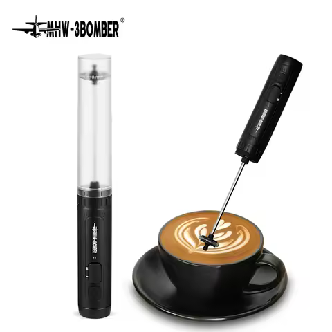 MHW-3BOMBER Electric Milk Frother USB Rechargeable Coffee Frother Handheld Milk Frother Egg Beater F