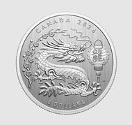 2024年加拿大1／4安士999.9純銀龍年銀幣紀念版，全球限量38888套，女皇伊利莎伯二世，加拿大皇家鑄幣廠，加拿大楓葉銀幣