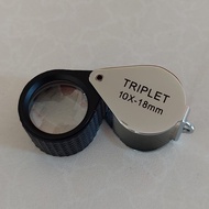 Thai Amulet/Luxury Accessories: Silver OEM 10X 18mm Magnify Loupe (Full HD) - 3 Layers Lens (FREE Leather Pouch)