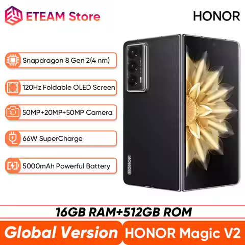 Global Version Honor Magic V2 Foldable Smartphone 7.92" OLED 120Hz Snapdragon 8 Gen 2 66W Super Char