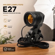 TaffSTUDIO Lamp Holder Photo Lamp Socket E27 with Umbrella Holder - HQ-DZ001