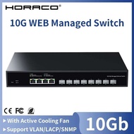 HORACO 12 Port 10G Web Managed Switch 10Gb Network Switch Networking Hub Internet Splitter with VLAN