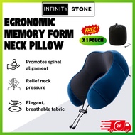INFINITYSTONE Premium Ergonomic Memory Foam Neck Pillow Bantal Travel Neck Pillow Travel U Shape Pillow Memory Foam