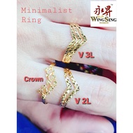 [Shop Malaysia] Wing Sing 916 Gold Minimalist V Ring Screw Mark Logo Pave Ring / Cincin Viral Logo Padu Emas 916