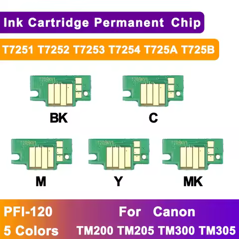 5 colors PFI-120 PFI120 Ink Cartridge Chips For Canon TM200 TM205 TM300 TM305 200 205 300 305 printe