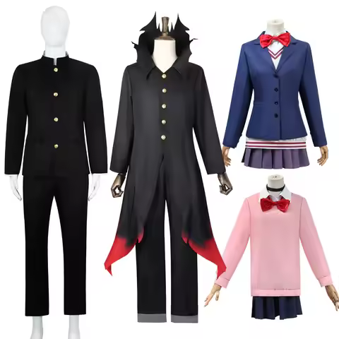 Ken Takakura Okarun Cosplay Costume Anime Dandadan Granny's Powers Black Uniform with Face Cover And