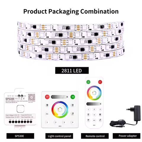 WS2811 Addressable RGB COB LED Strip with SP530E 2.4GHz Bluetooth Controller & RC3/RB3 Remote (1m/2m