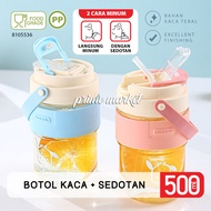 Thick Glass Bottle Pockocco Glass Drinking Bottle Straw Glass Bottle Aesthetic Glass Bottle 500ml Gl