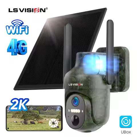 LS VISION 4G Solar Security Camera Outdoor 4MP WiFi Human/Animal Detection IP66 Waterproof Hunting C