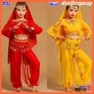 Ready Stock 7pcs Kids&Adult Chiffon Belly Dance Dress Gypsy Women Halloween Costume
