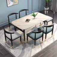 Spot parcel post Light Luxury Imitation Marble Dining Tables and Chairs Set Household Modern Minimalist New Chinese Small Apartment Dining Table Rectangular