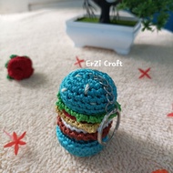 GANTUNGAN Crochet hamburger keychain handmade knitted burger keychain cute unique
