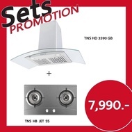 TECNOSTAR ชุด SET เครื่องดูดควันและเตาแก๊ส TNS HD 3590 GB +TNS HB JET SS