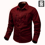 Kemeja Tactical Lengan Panjang Maroon / Kemeja Tactical Pria / Kemeja Pria / Kemeja Tactical / Kemej
