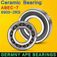 German APE Bearings 6900-2RS hybrid ceramic bearing 10*22*6mm, 1PCS ABEC-7 6900 RS bicycle bearing, 