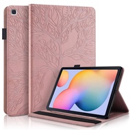 Case For Samsung Galaxy Tab S6 Lite 10.4 2022 Case SM-P610 SM-P615 P610 P615 P613 P619 Book Cover 3D Tree Embossed PU Leather Flip Stand Case