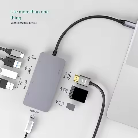 Type-C docking station HD 4K display USB3.0/Gigabit network port splitter eight-in-one HUB docking s