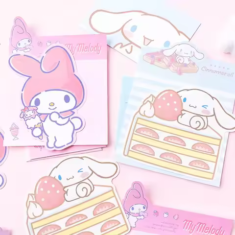 Sanrio Cartoon Kuromi My Melody Cinnamoroll Sticky Note Memo Pad Handbook Student Reward Stationery 