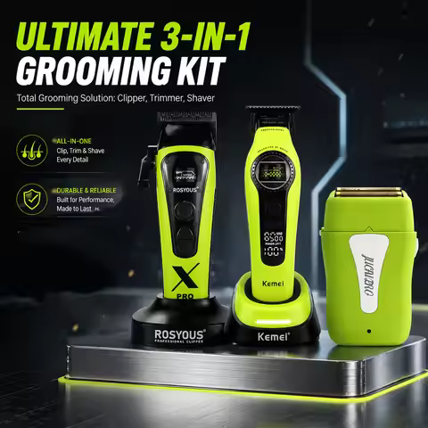 ROSYOUS RS-888C KM-1595 JC-10000 External Rotor Brushless Motor Men Electric Hair Clipper Kit 8000RP