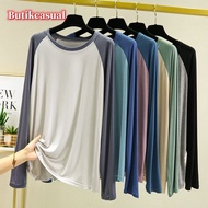Women modal T-shirts Modal Plain t-shirts long Sleeve round neck Tops Casual Loose t shirts xl-6xl