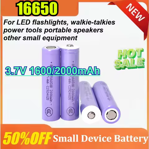 2pcs 16650 Lithium Ion Rechargeable Battery 3.7V 1600/2000mAh Power Lithium Battery for LED Flashlig