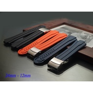 [Time Discovery] ORIS AQUIS Substitute Fluorine Rubber Folding Buckle Strap (24mm)