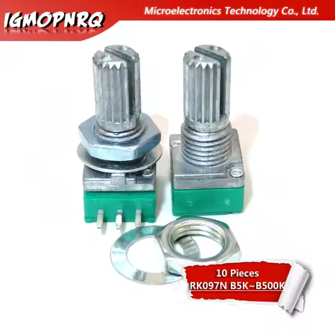 10pcs 3pin RK097N B5K B10K B20K B50K B100K single linked potentiometer audio potentiometer handle 15