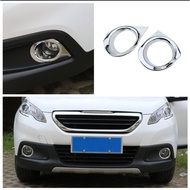 Car Chrome for Peugeot 2008 2014-2015 2016 2017 Front Fog Light Lamp Cover Trim Decoration Sticker A