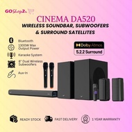 Vinnfier Cinema DA520 5.2.4 Dolby Atmos Bluetooth eARC Soundbar w/ Dual 6.5" Subwoofers & Microphone