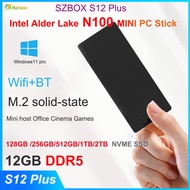 SZBOX S12 Plus Intel Alder Lake N100 Windows 11 Mini PC Stick DDR5 12GB 128GB NVME SSD WIFI 6 BT5.2